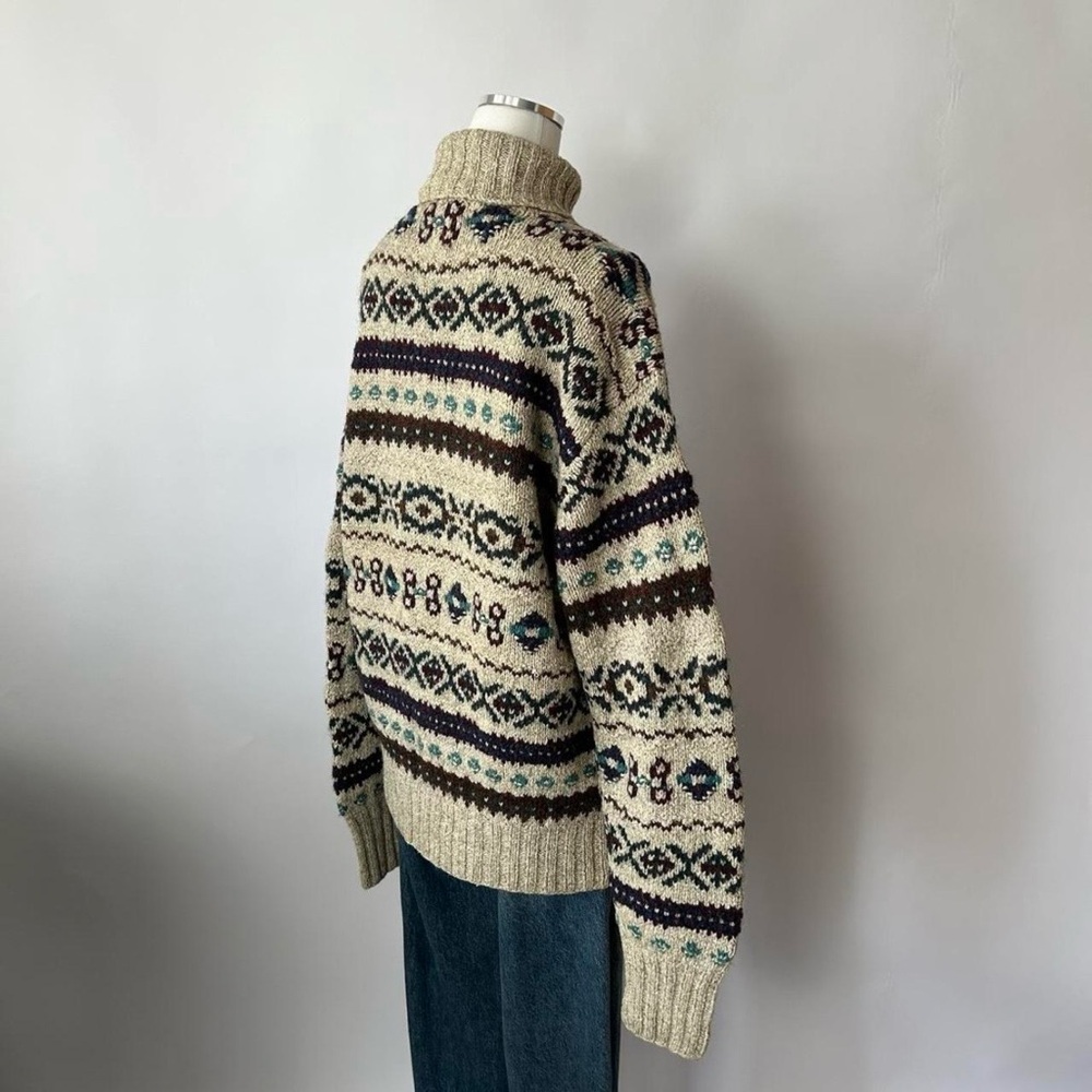 Vintage 1980’s POLO Ralph Lauren Hand knit Fair Isle turtleneck sweater large - Picture 11 of 13